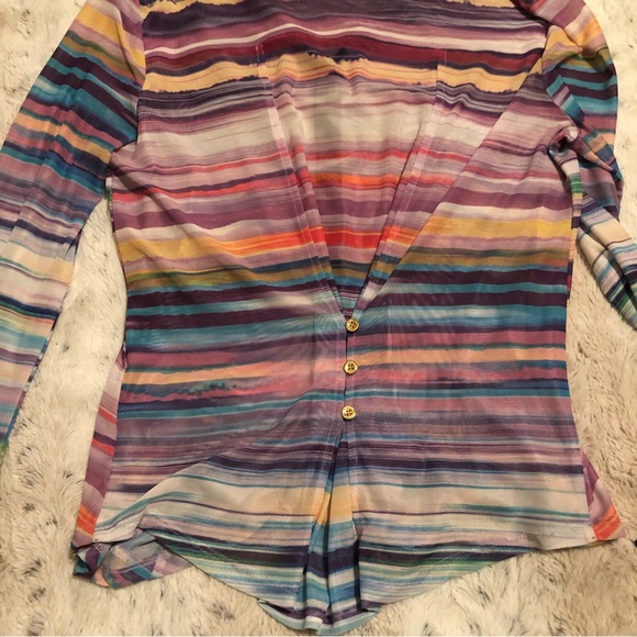Y2k sheer multicolour Bebe button up size XS - Picture 7 of 8